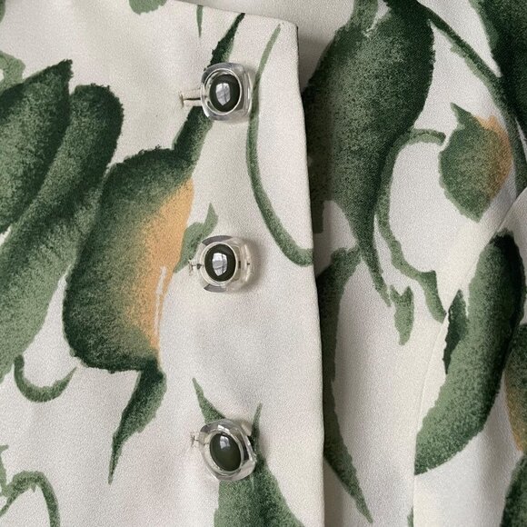 Sanroku Green Botanical Asian Style Button Up Collared Shirt Women's Size Small - Picture 4 of 10